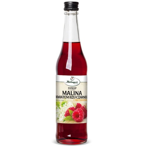 SYROP MALINA Z KWIATEM BZU CZARNEGO I WITAMINĄ C 480 ml